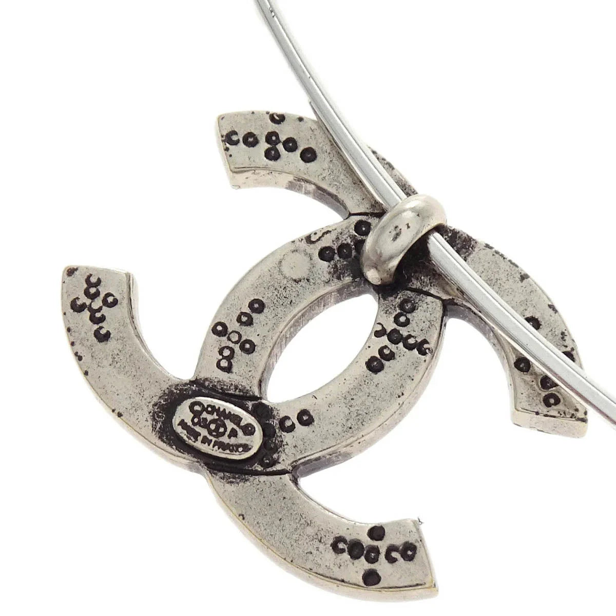 Chanel CC Necklace Pendant Silver 03P