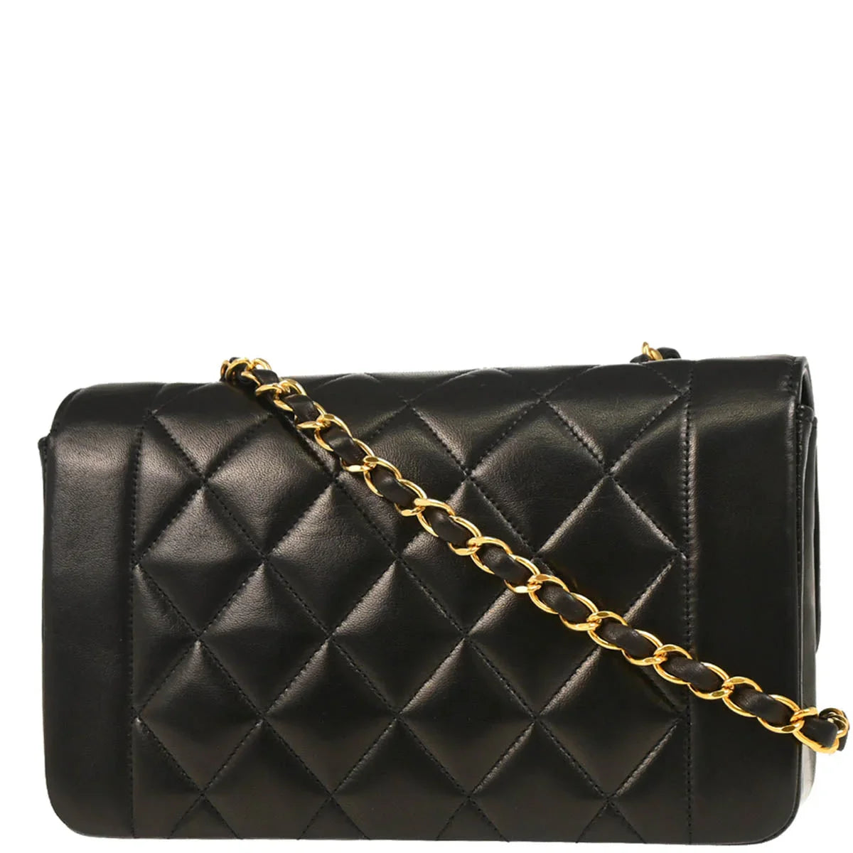 Chanel 1994-1996 Black Lambskin Small Diana Shoulder Bag