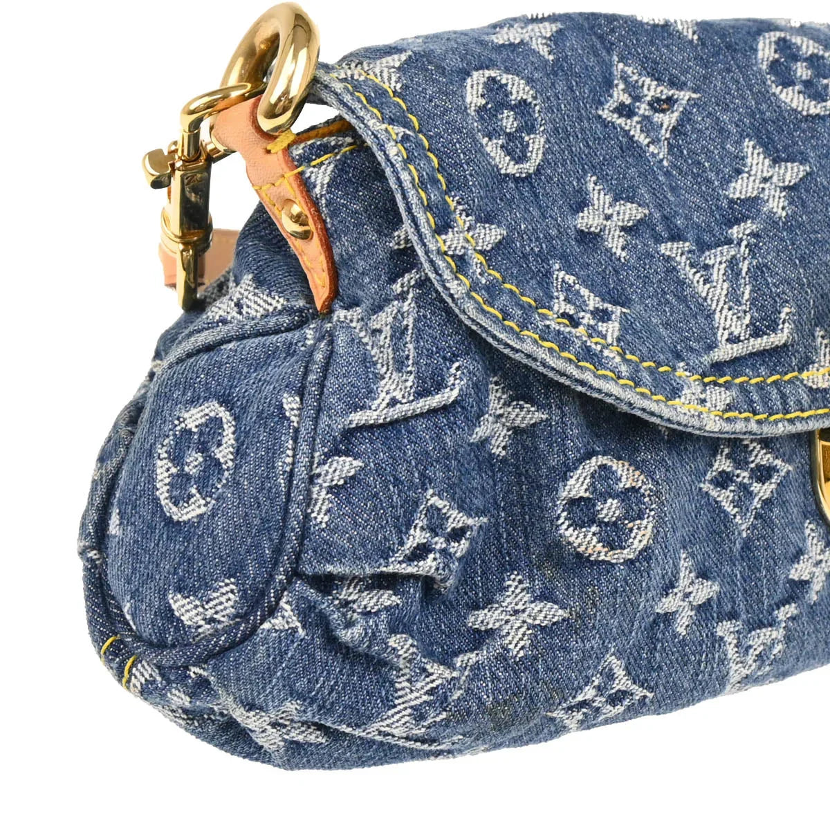 Louis Vuitton 2005 Blue Monogram Denim Mini Pleaty Handbag M95050