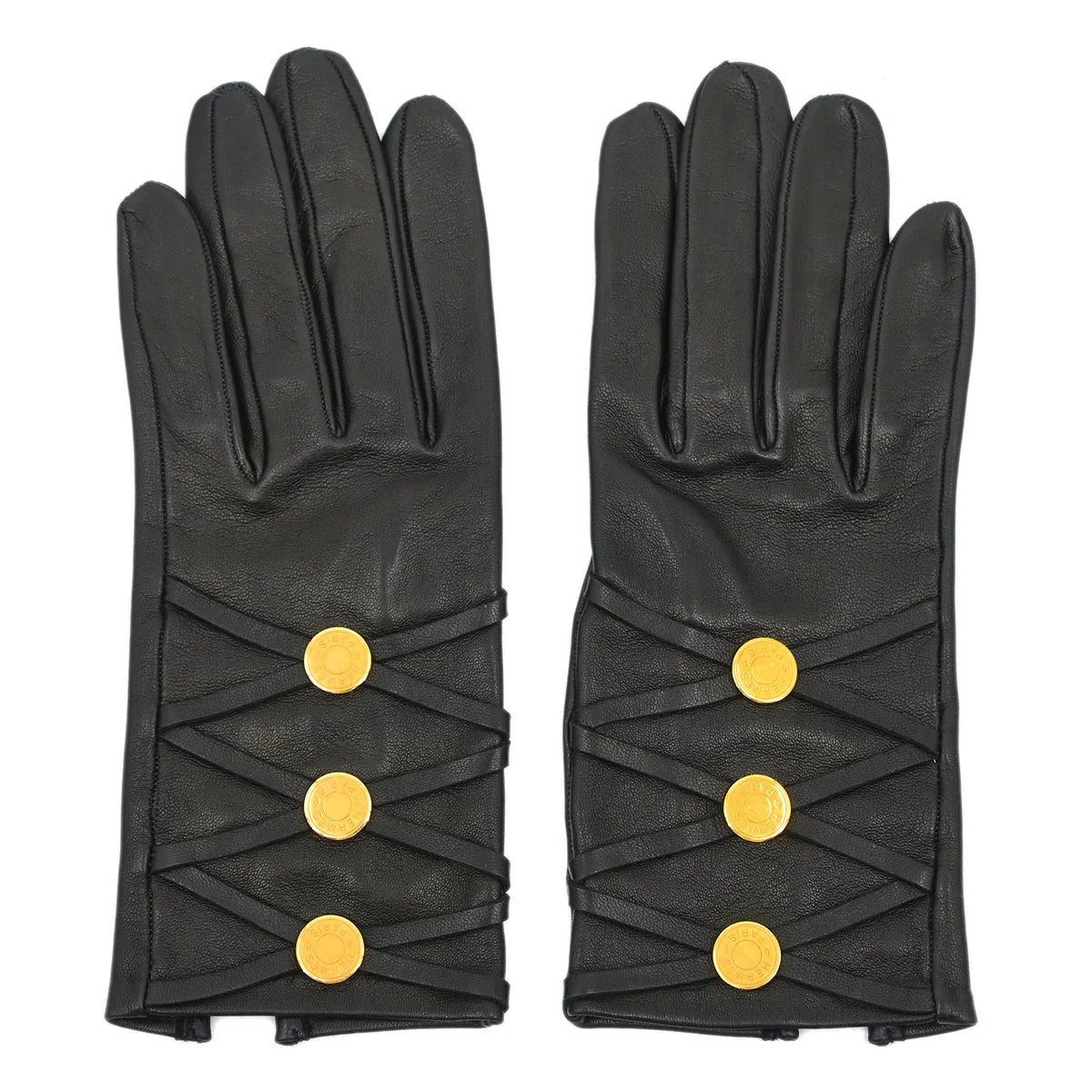 Hermes Black Leather Gloves #6