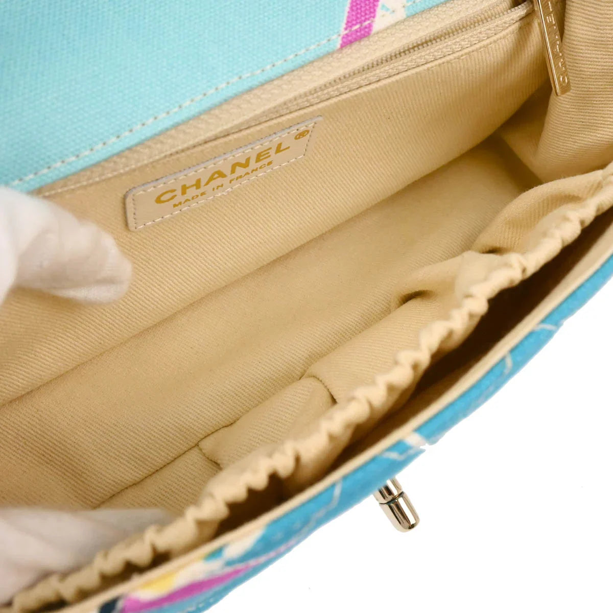 Chanel 2005-2006 Blue Canvas Paris Map Single Flap Shoulder Bag