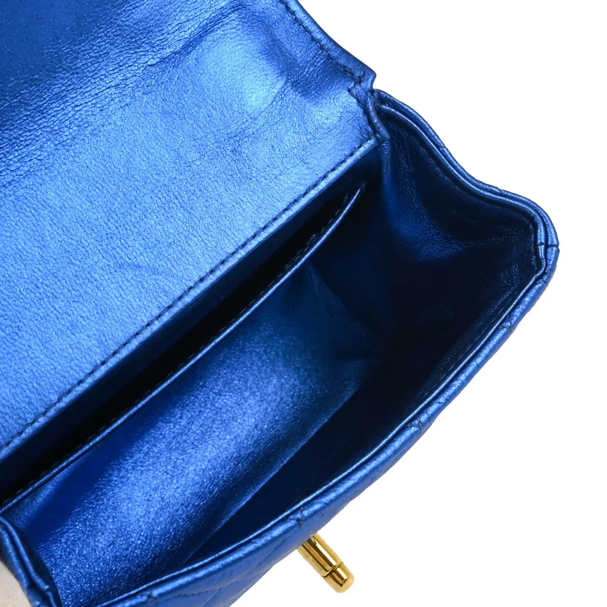 Chanel 1991-1994 Metallic Blue Lambskin Mini Square Handbag