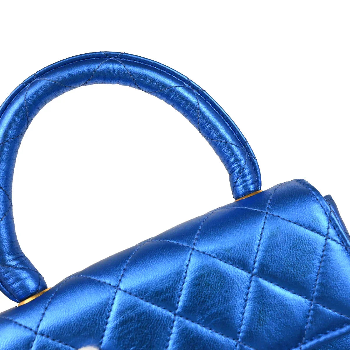 Chanel 1991-1994 Metallic Blue Lambskin Mini Square Handbag