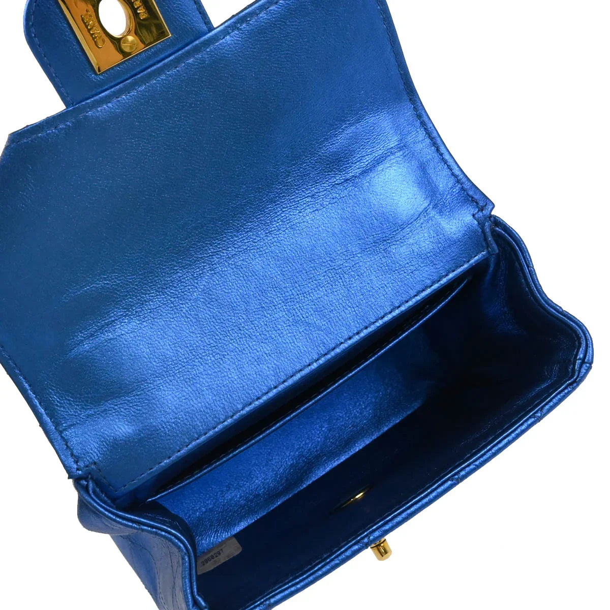 Chanel 1991-1994 Metallic Blue Lambskin Mini Square Handbag
