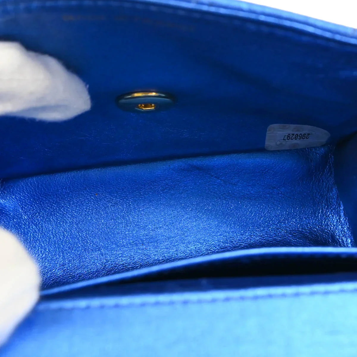 Chanel 1991-1994 Metallic Blue Lambskin Mini Square Handbag
