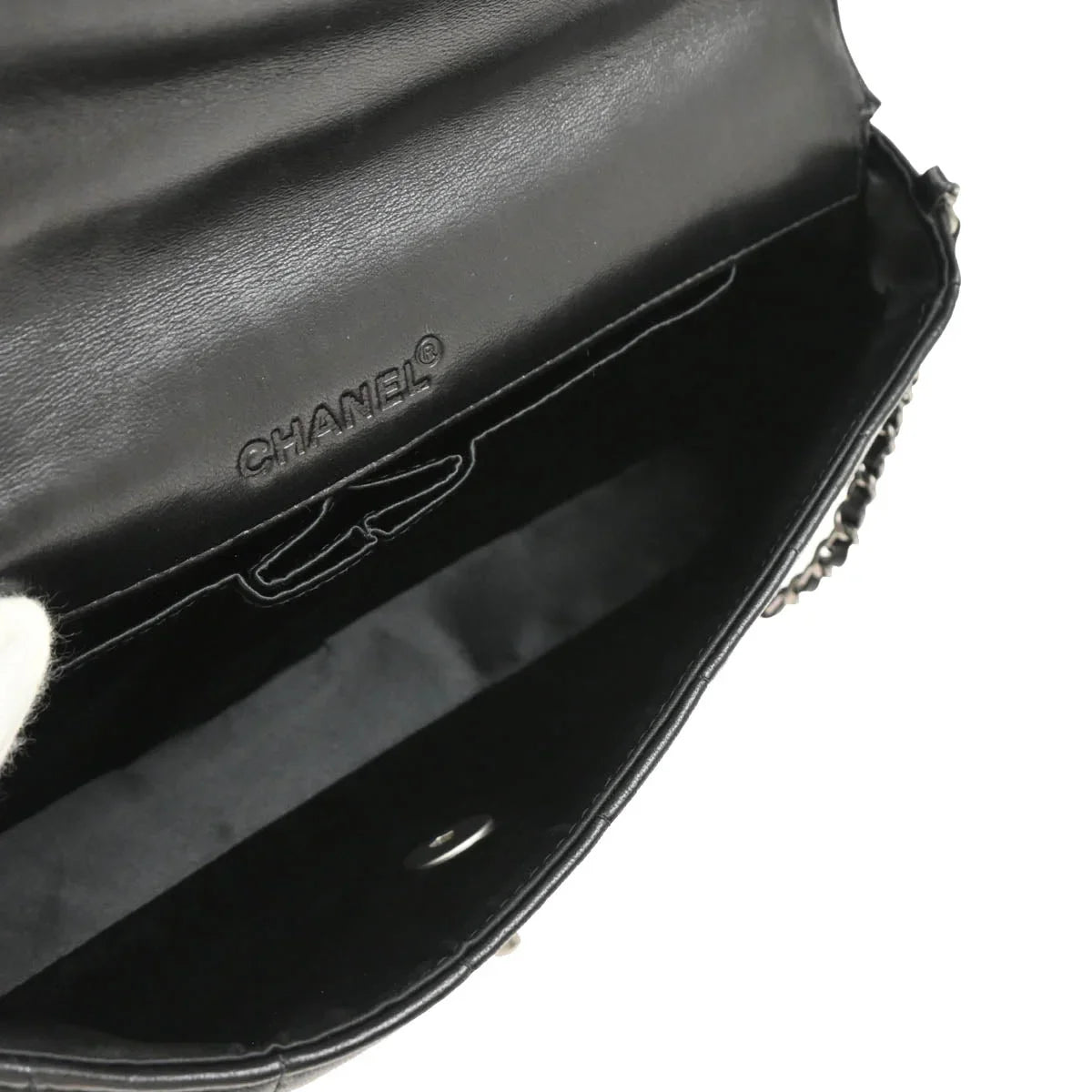 Chanel 2000-2001 Black Lambskin East West Choco Bar Shoulder Bag