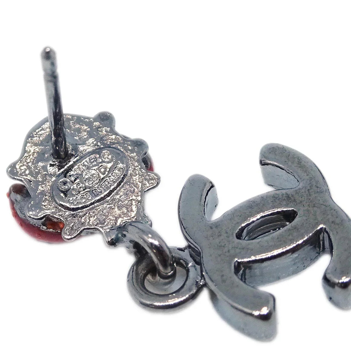 Chanel CC Silver Dangle Piercing Earrings 06P