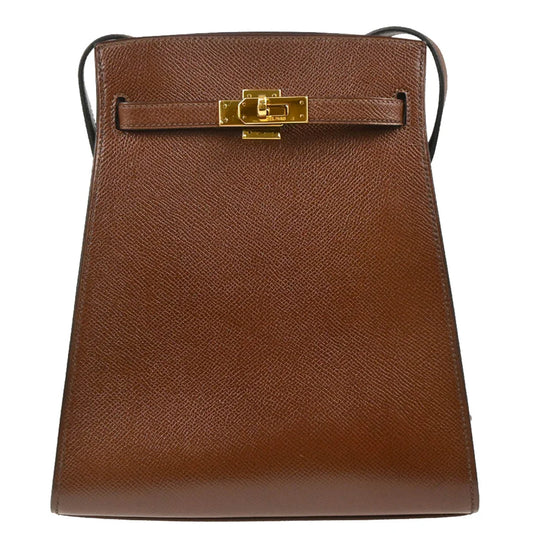 Hermes 1989 Marron Fonce Courchevel Kelly Sport PM Shoulder Bag
