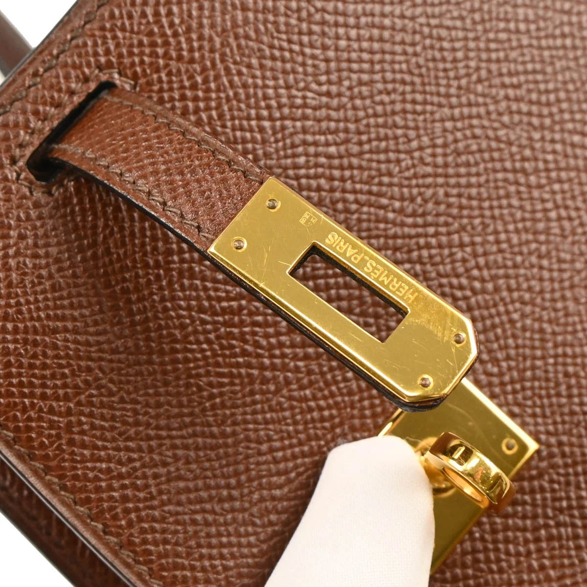 Hermes 1989 Marron Fonce Courchevel Kelly Sport PM Shoulder Bag