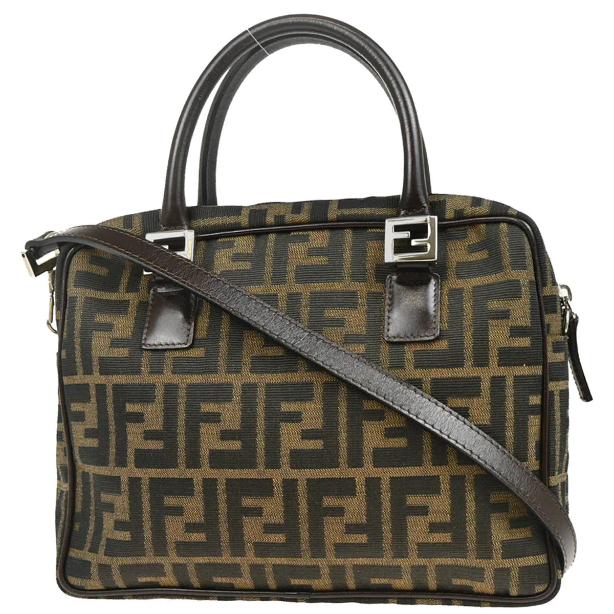 Fendi 1990s Brown Zucca 2way Shoulder Handbag