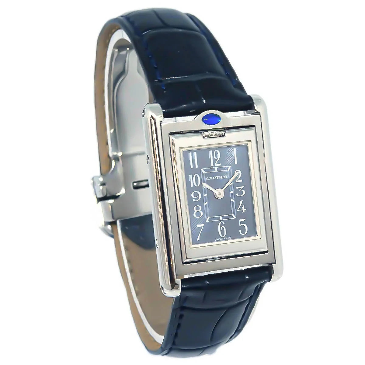 Cartier * Ref.2386 Tank Basculante SM Quartz Watch SS Navy