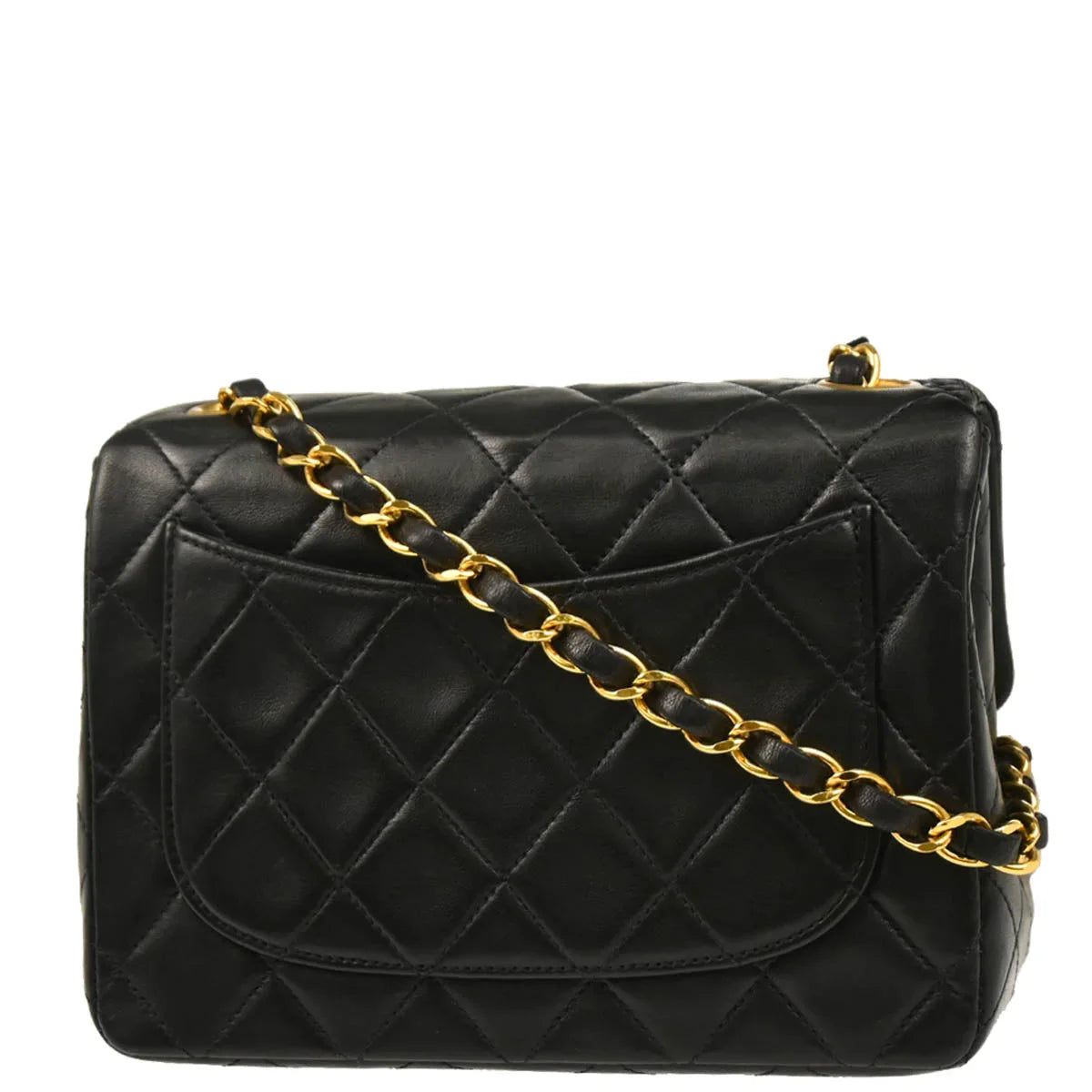 Chanel 1996-1997 Black Lambskin Mini Classic Square Flap Shoulder Bag