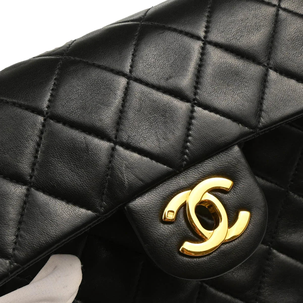 Chanel 1996-1997 Black Lambskin Mini Classic Square Flap Shoulder Bag