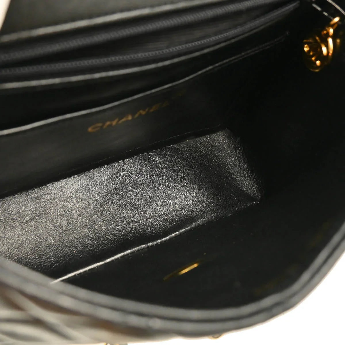 Chanel 1996-1997 Black Lambskin Mini Classic Square Flap Shoulder Bag