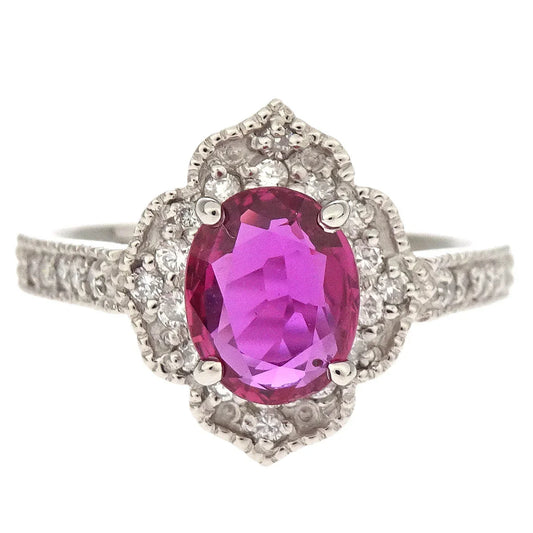 Ring Pt900 Ruby Diamond Silver #49