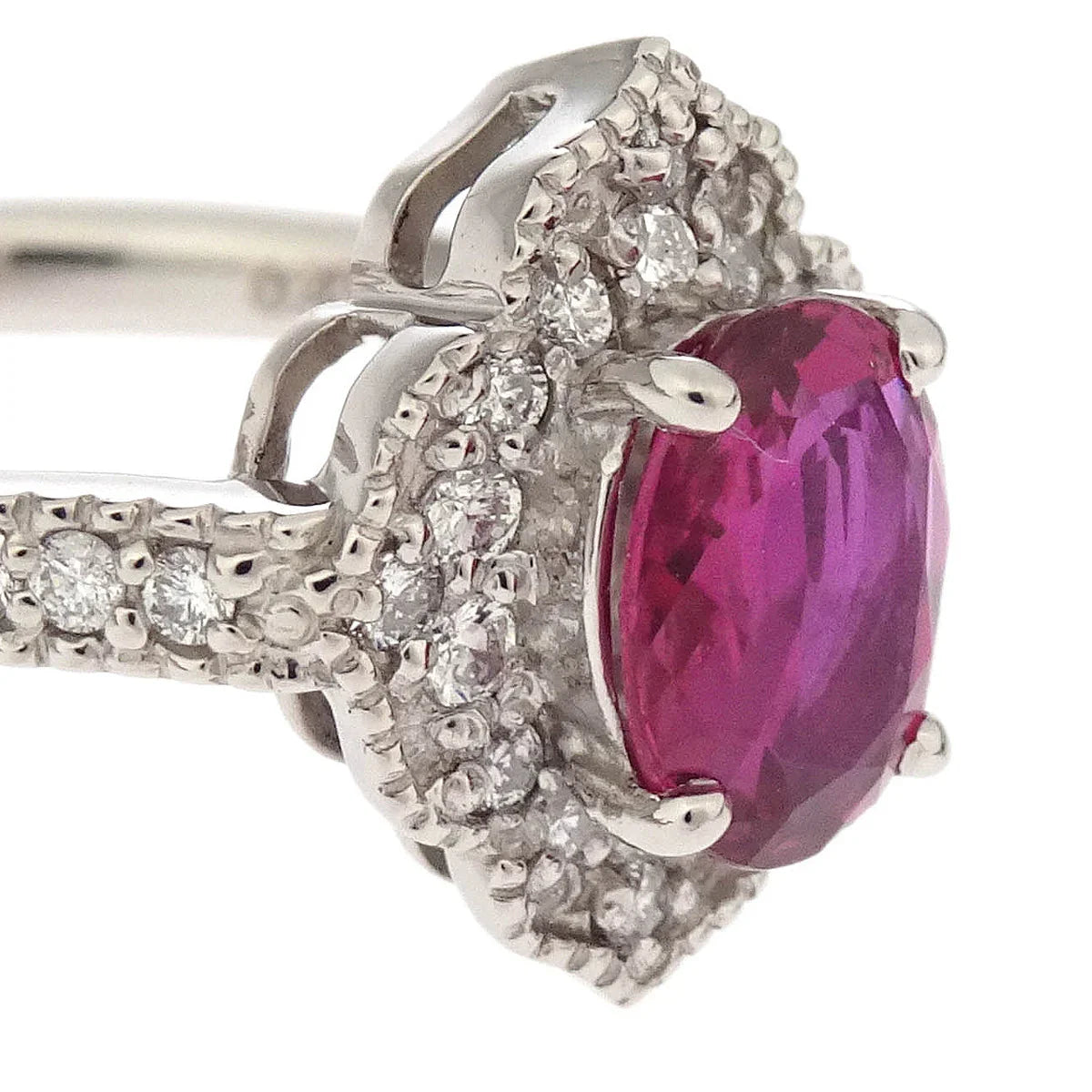 Ring Pt900 Ruby Diamond Silver #49