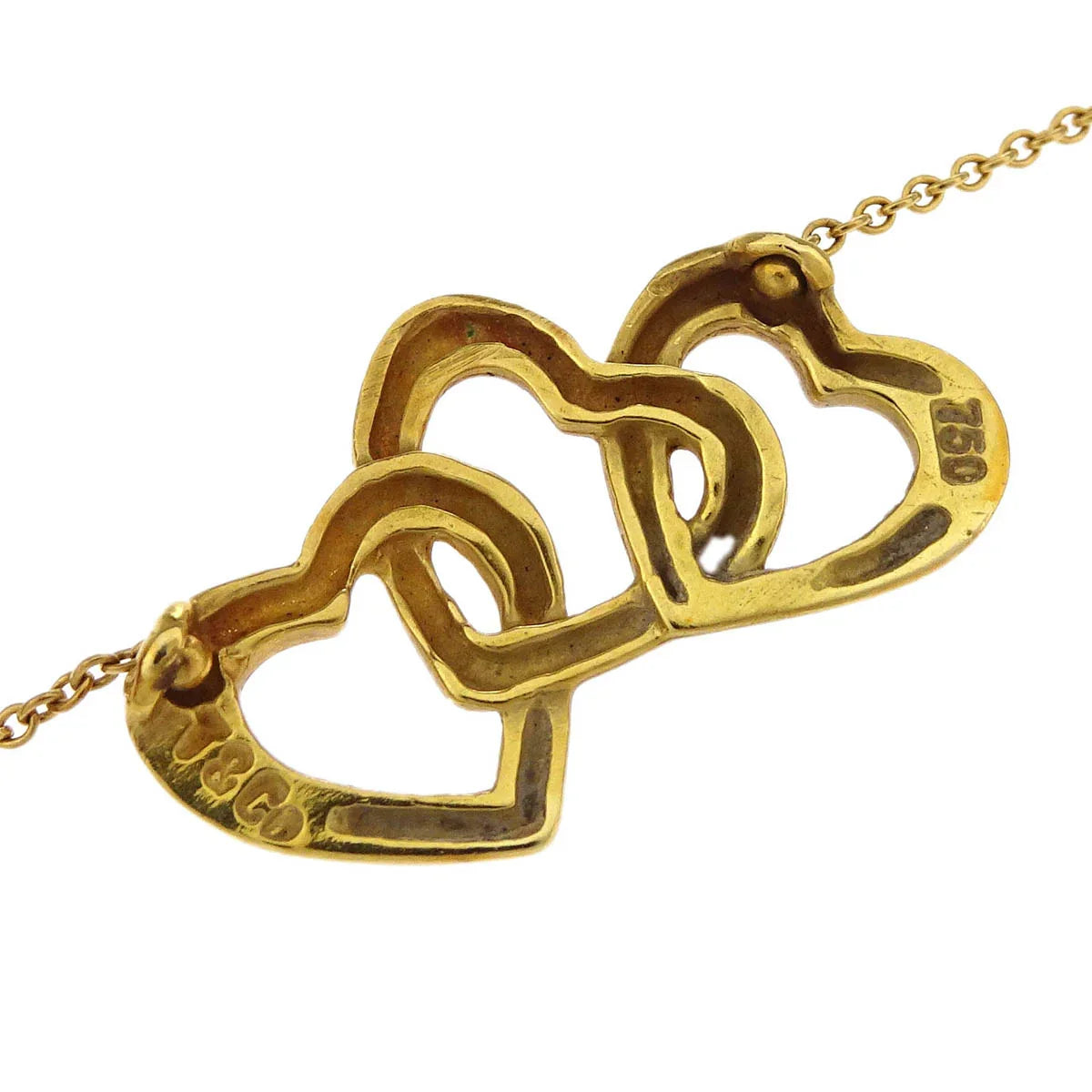 Tiffany & Co. Triple Heart Pendant Necklace 750 Gold