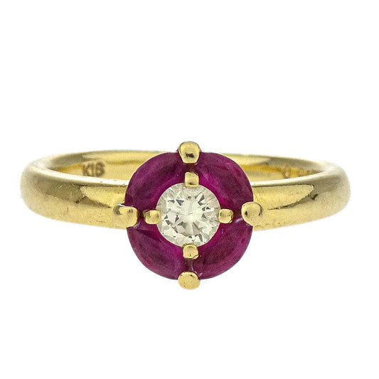 Ring K18 Ruby Diamond Gold #48