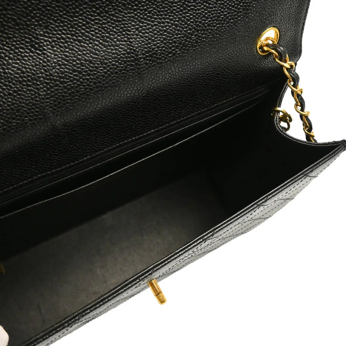 Chanel 1997-1999 Black Caviar Jumbo Classic Flap Bag