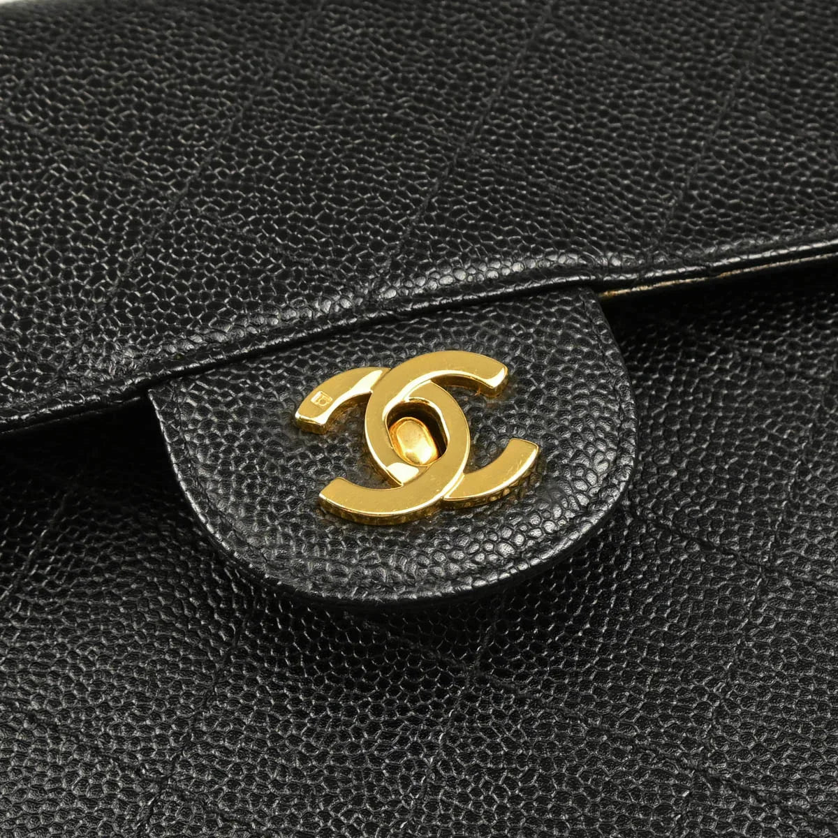 Chanel 1997-1999 Black Caviar Jumbo Classic Flap Bag
