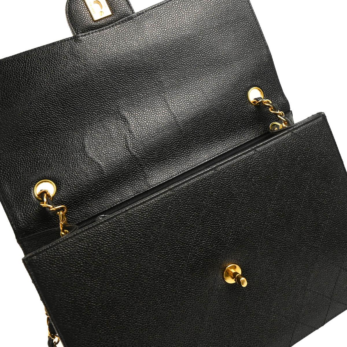 Chanel 1997-1999 Black Caviar Jumbo Classic Flap Bag