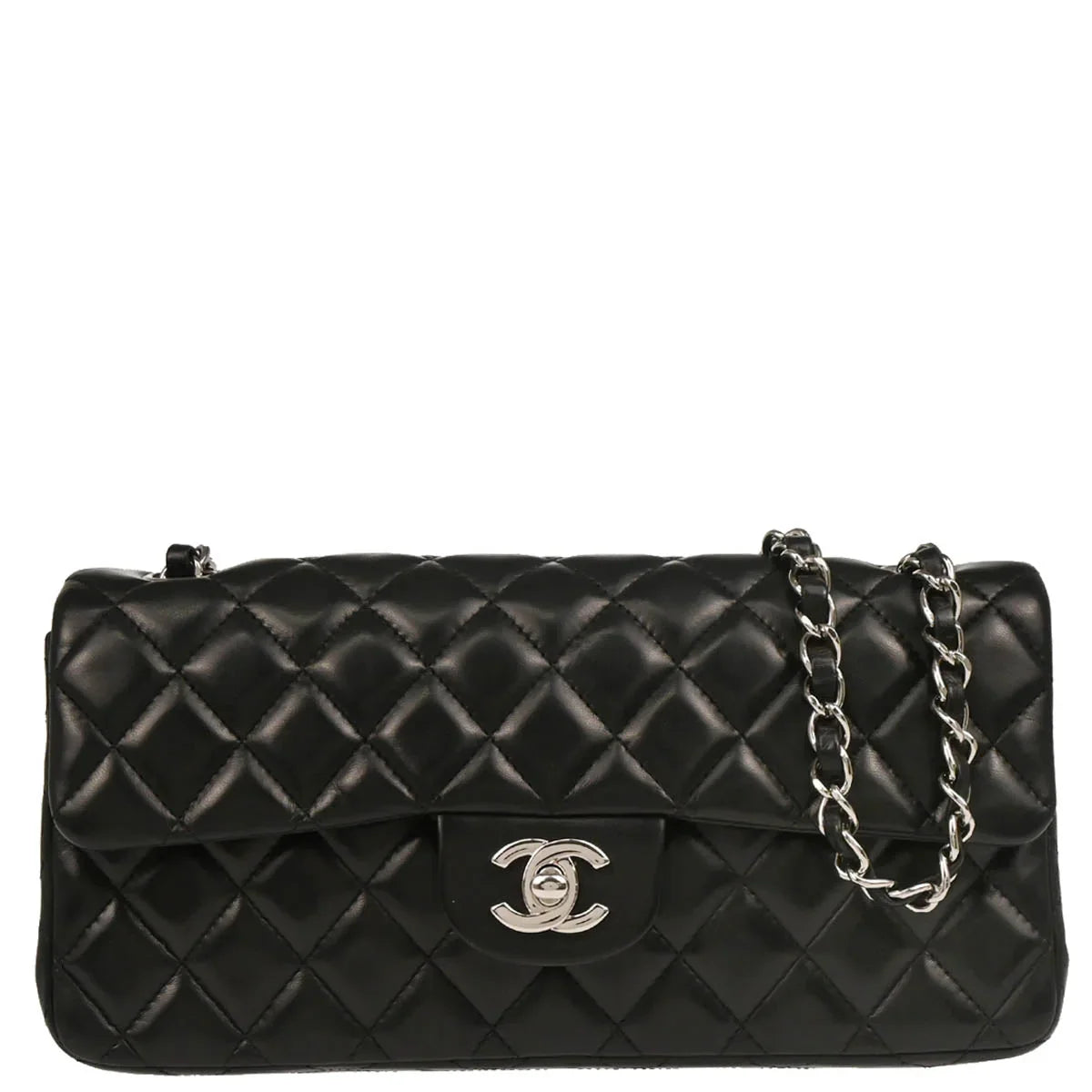 Chanel 2009-2010 Black Lambskin East West Shoulder Bag