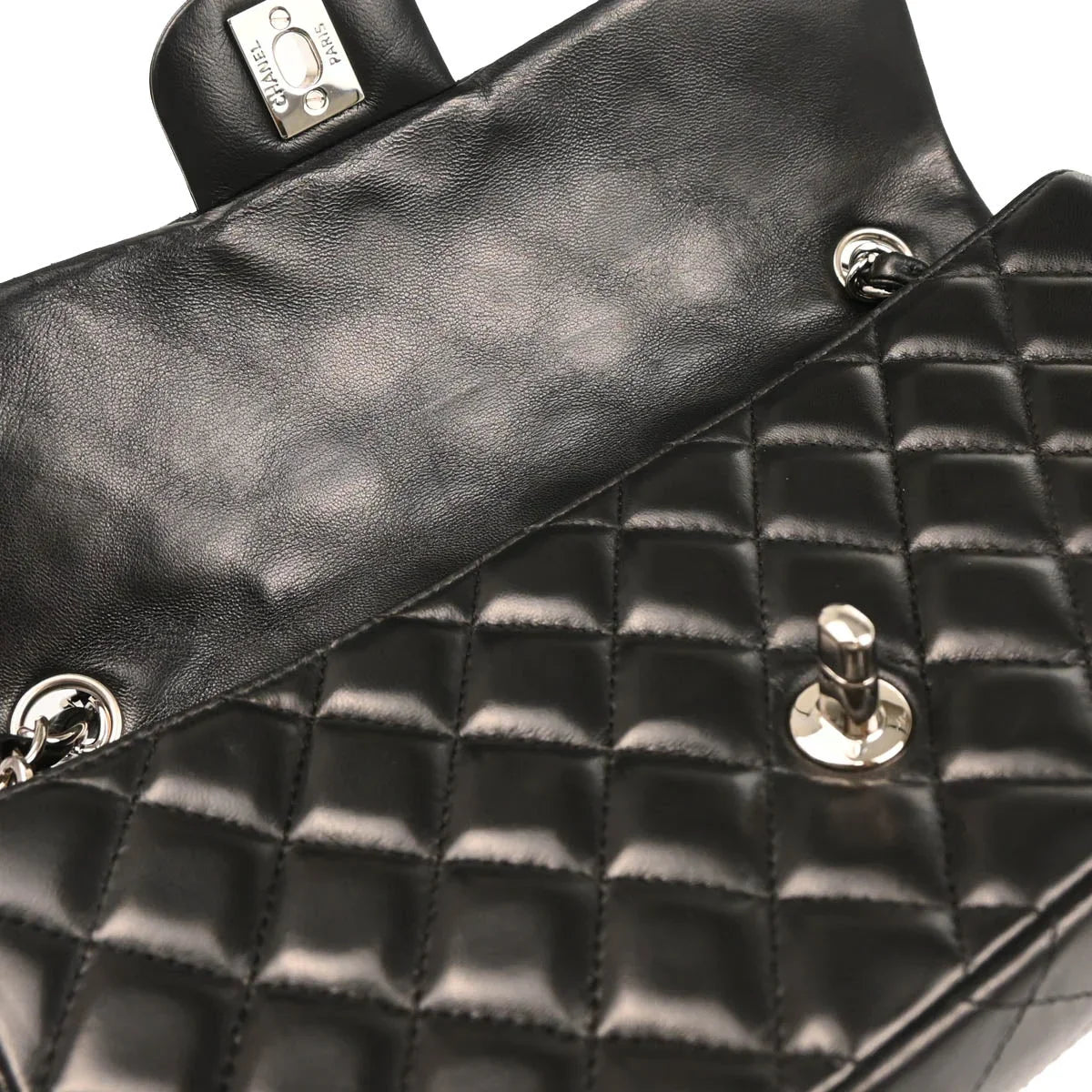 Chanel 2009-2010 Black Lambskin East West Shoulder Bag