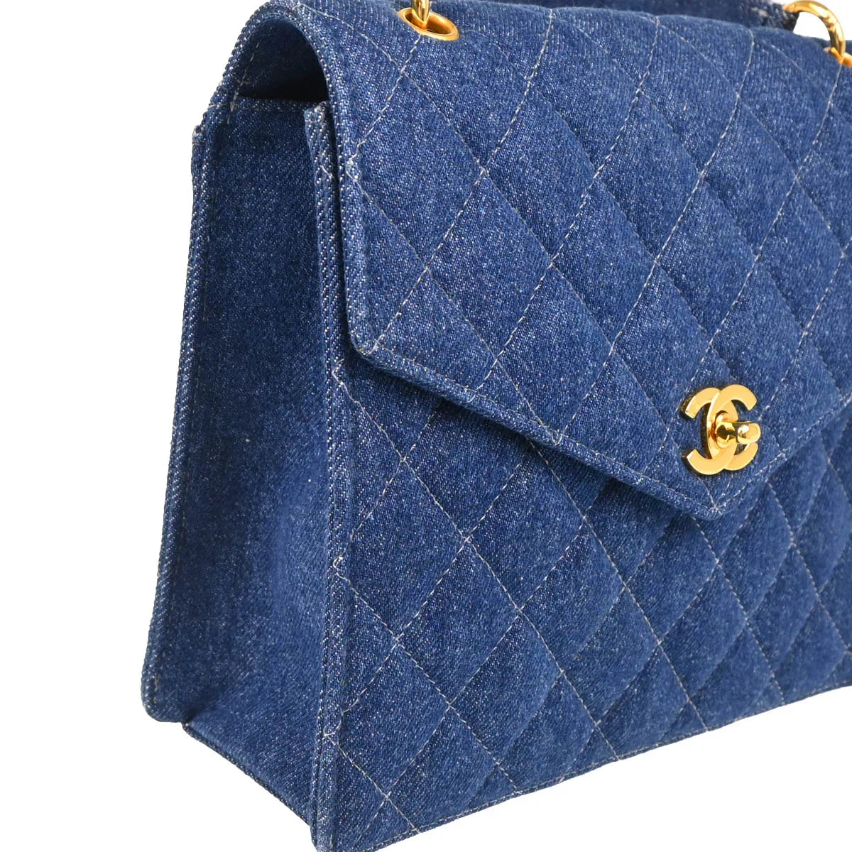 Chanel 1997-1999 Blue Denim Top Handle Handbag