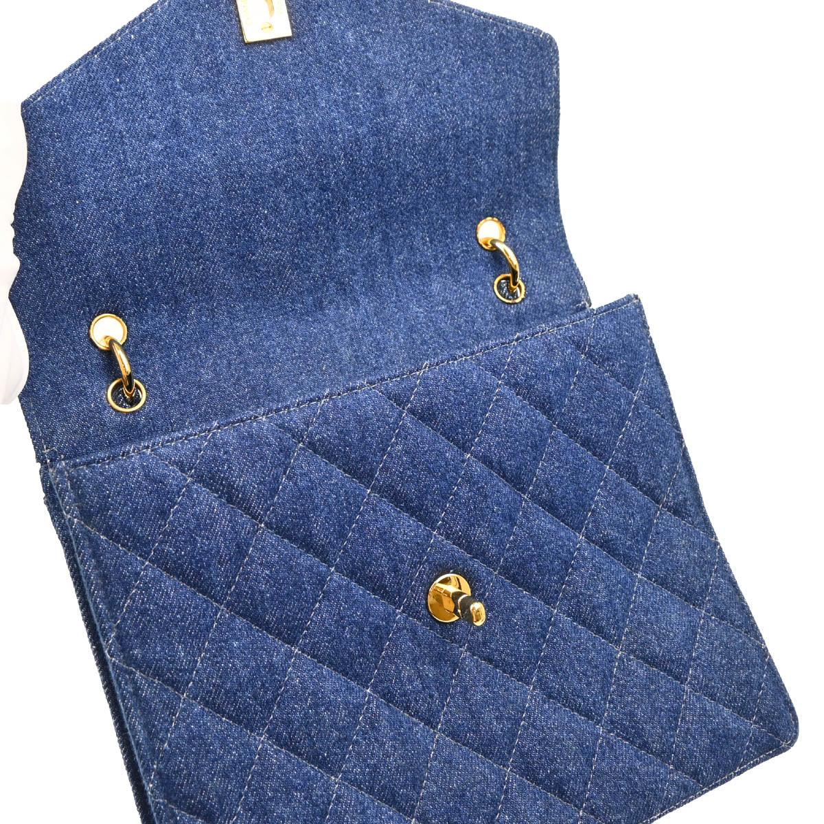 Chanel 1997-1999 Blue Denim Top Handle Handbag