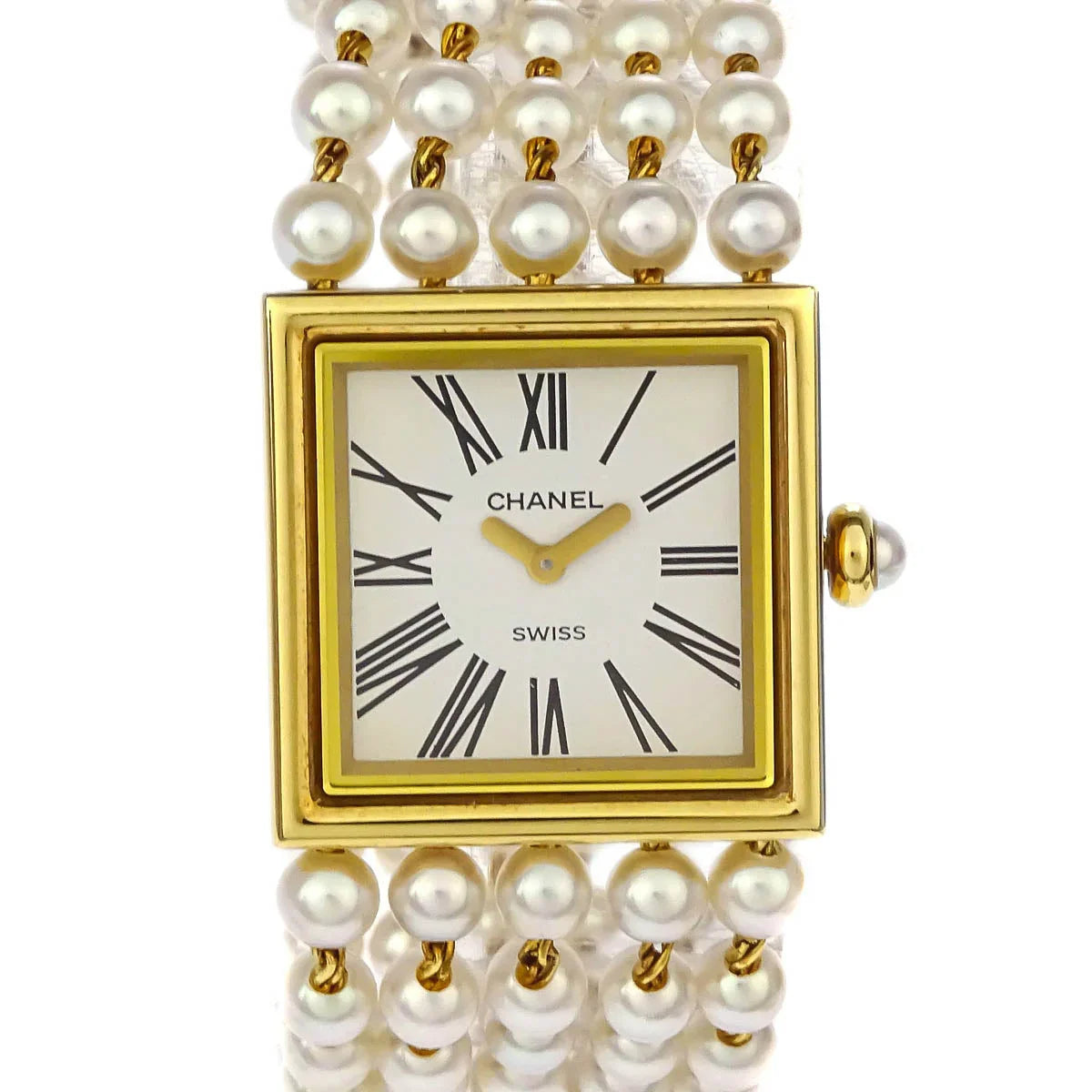 Chanel Mademoiselle Watch Pearl 18KYG #M
