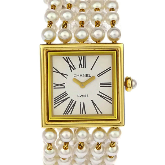 Chanel Mademoiselle Watch Pearl 18KYG #M