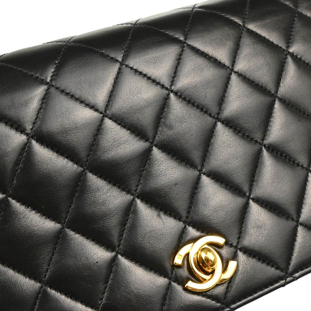 Chanel 2002-2003 Black Lambskin Turnlock Small Full Flap Shoulder Bag