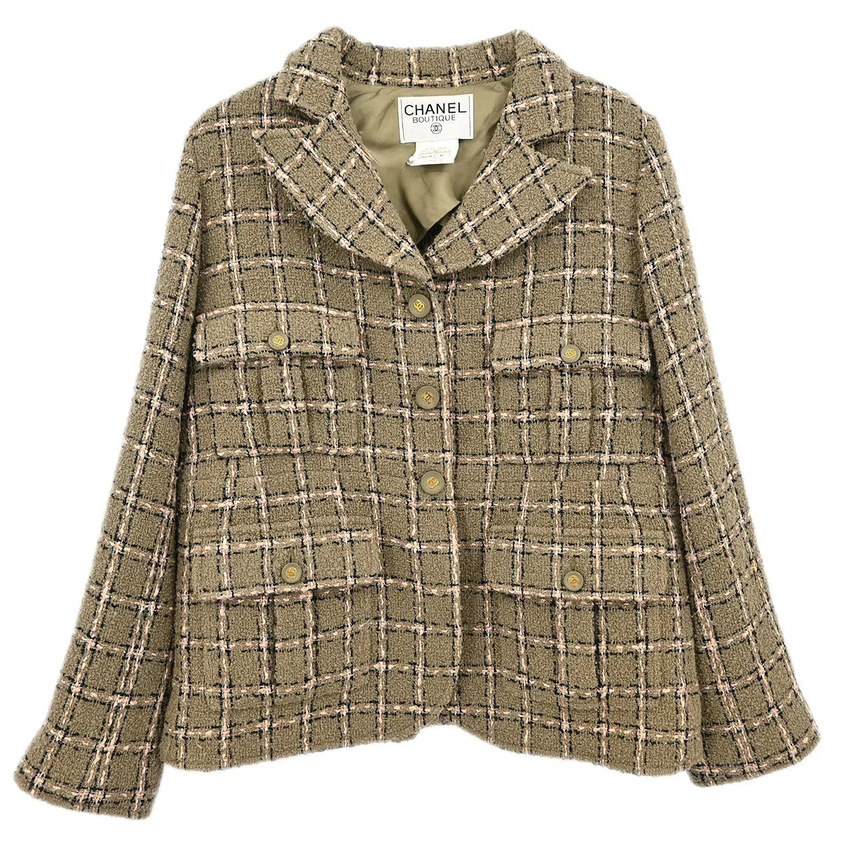 Chanel 1995 Single Breasted Jacket Khaki #40