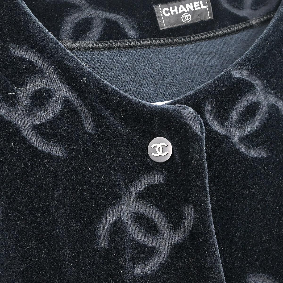 Chanel Single Breasted Collarless Jacket Black #40