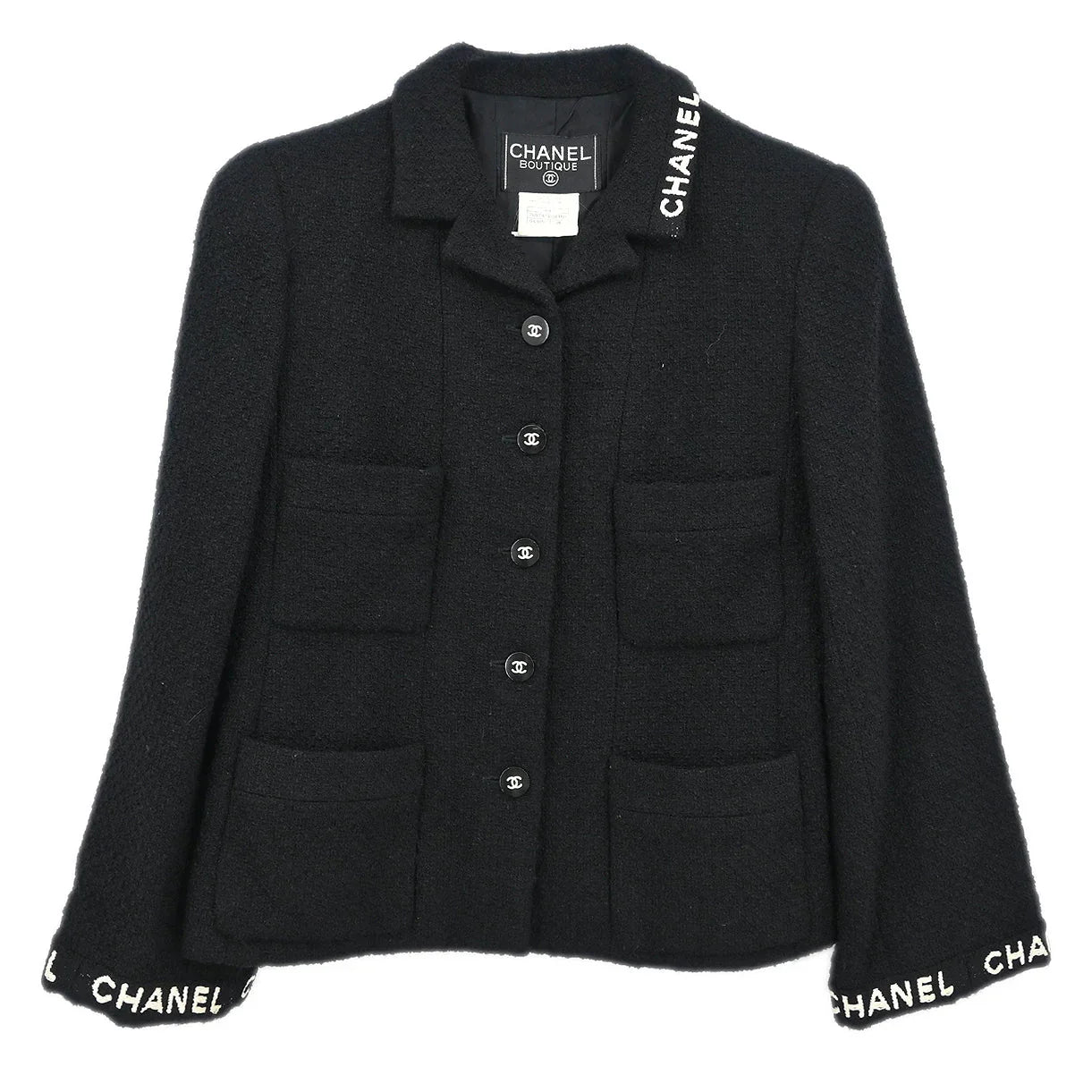 Chanel 1995 Single Breasted Jacket Black #38