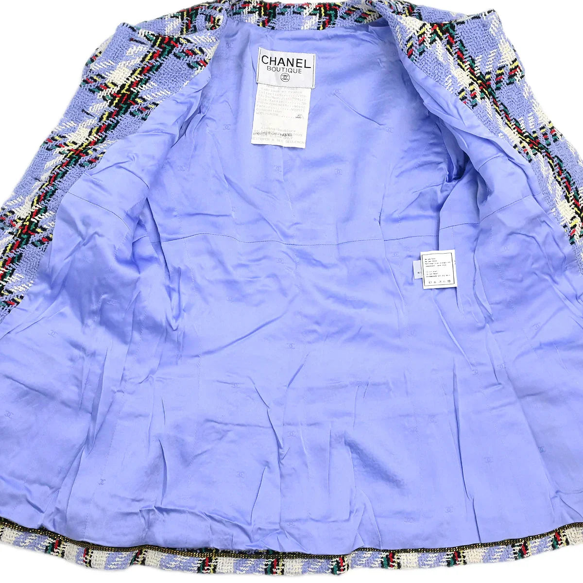 Chanel 1995 Setup Suit Jacket Skirt Light Blue #38