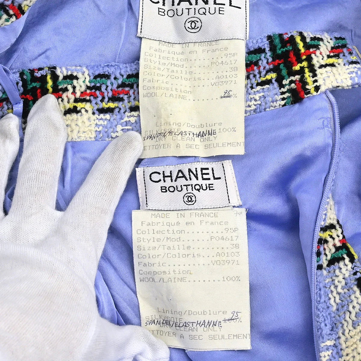 Chanel 1995 Setup Suit Jacket Skirt Light Blue #38