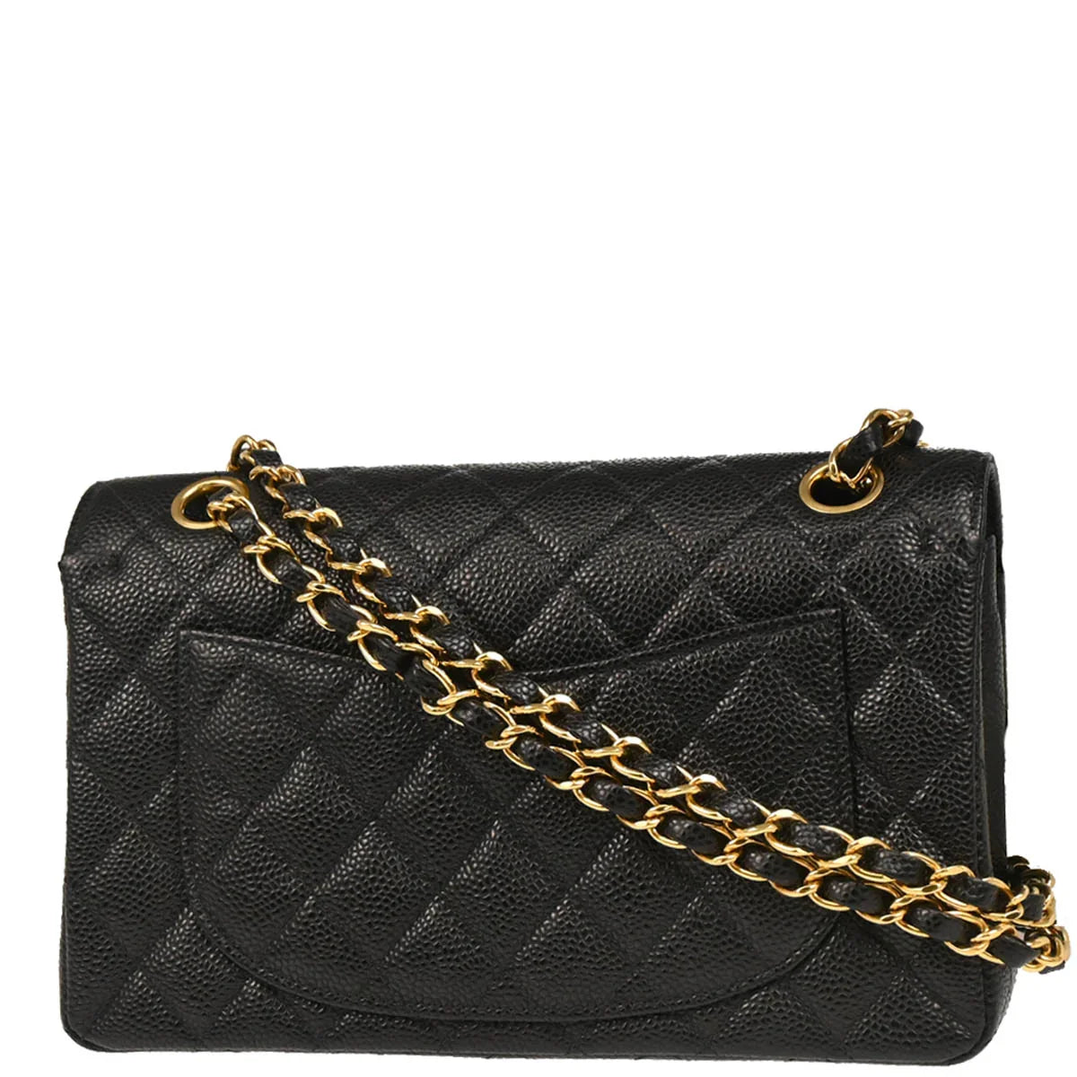 Chanel 2003-2004 Black Caviar Small Classic Double Flap Shoulder Bag