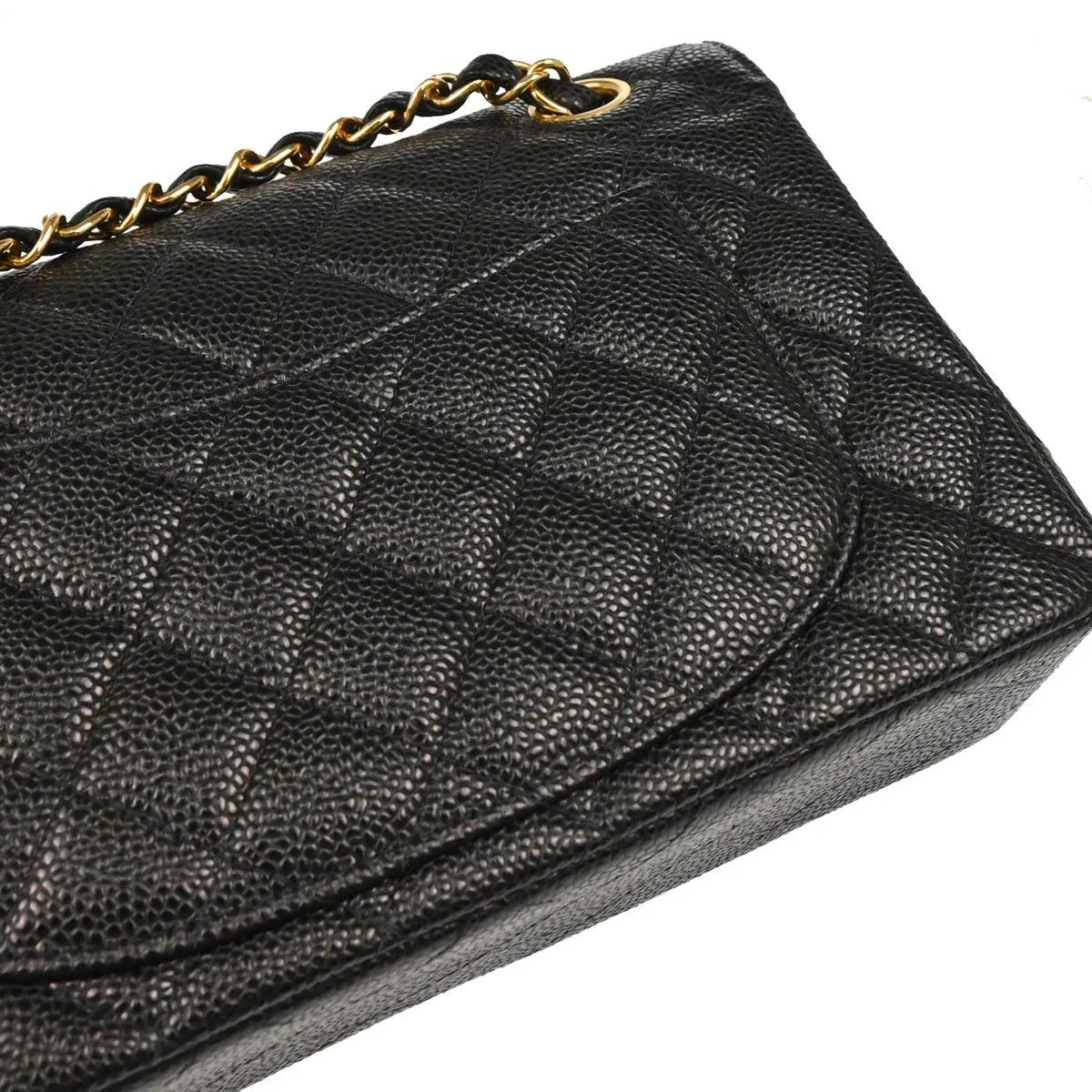 Chanel 2003-2004 Black Caviar Small Classic Double Flap Shoulder Bag