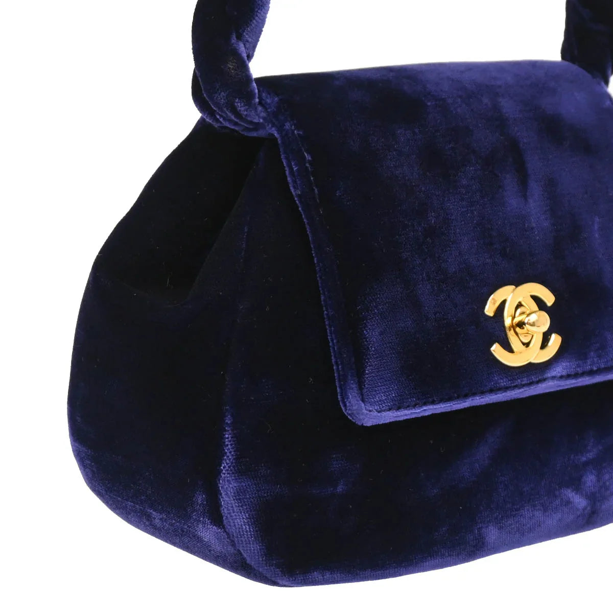 Chanel 1996-1997 Navy Velvet Handbag
