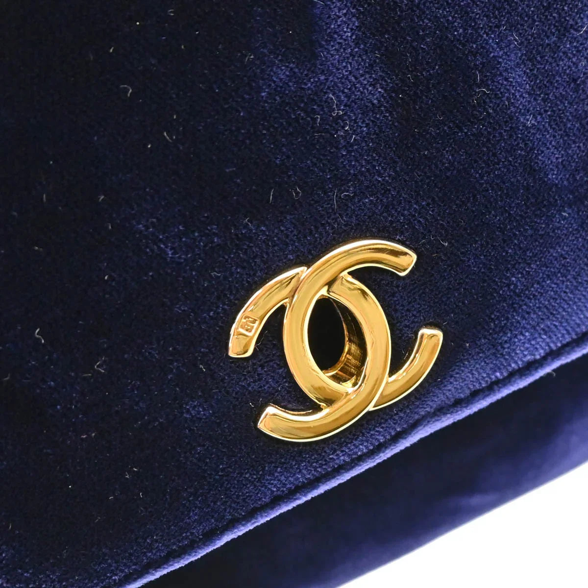 Chanel 1996-1997 Navy Velvet Handbag