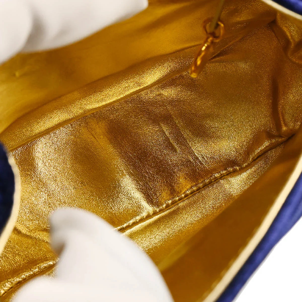 Chanel 1996-1997 Navy Velvet Handbag
