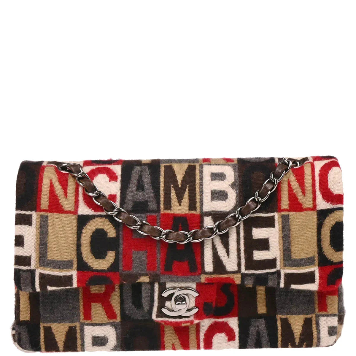 Chanel 2006-2008 Brown Wool Medium Classic Double Flap Shoulder Bag