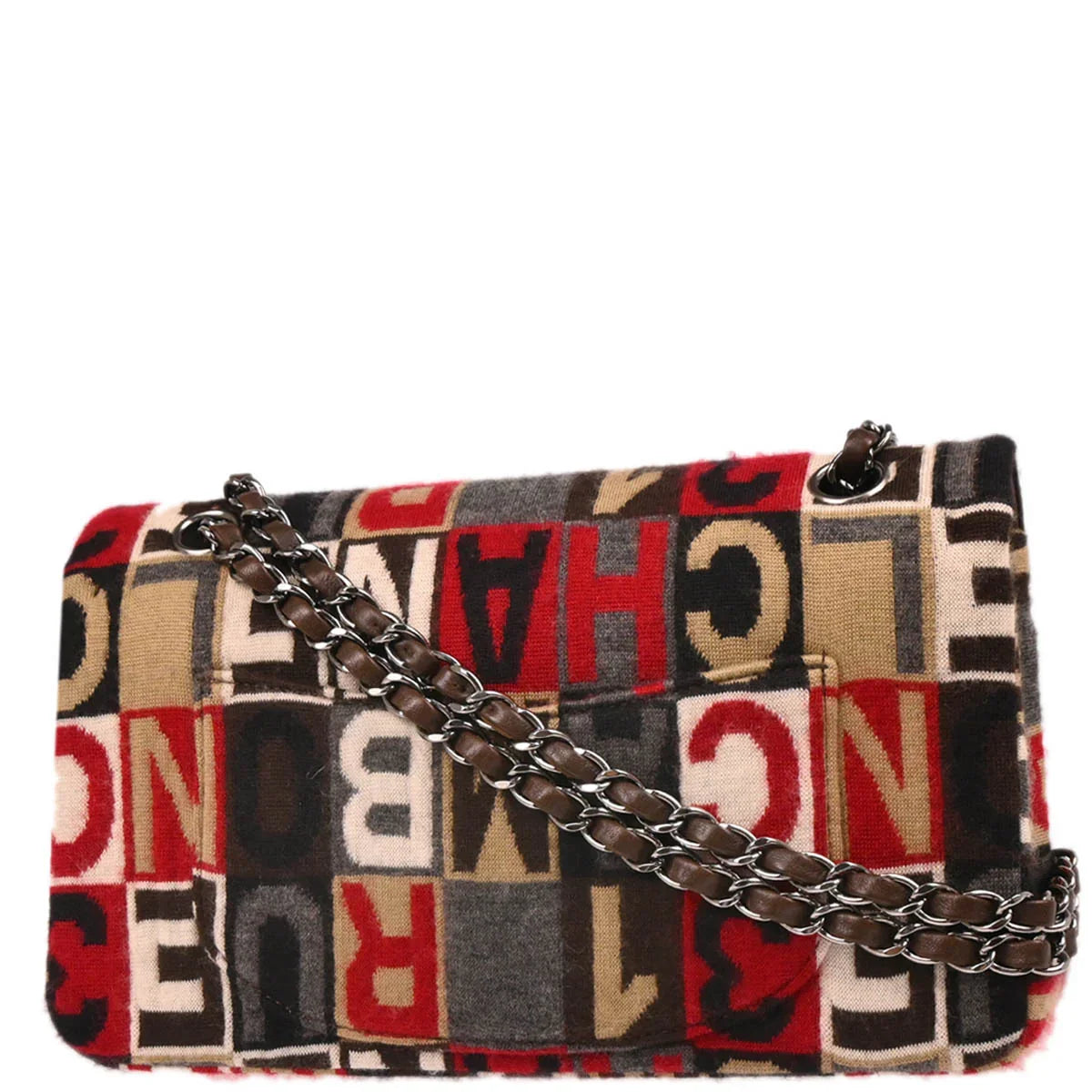 Chanel 2006-2008 Brown Wool Medium Classic Double Flap Shoulder Bag