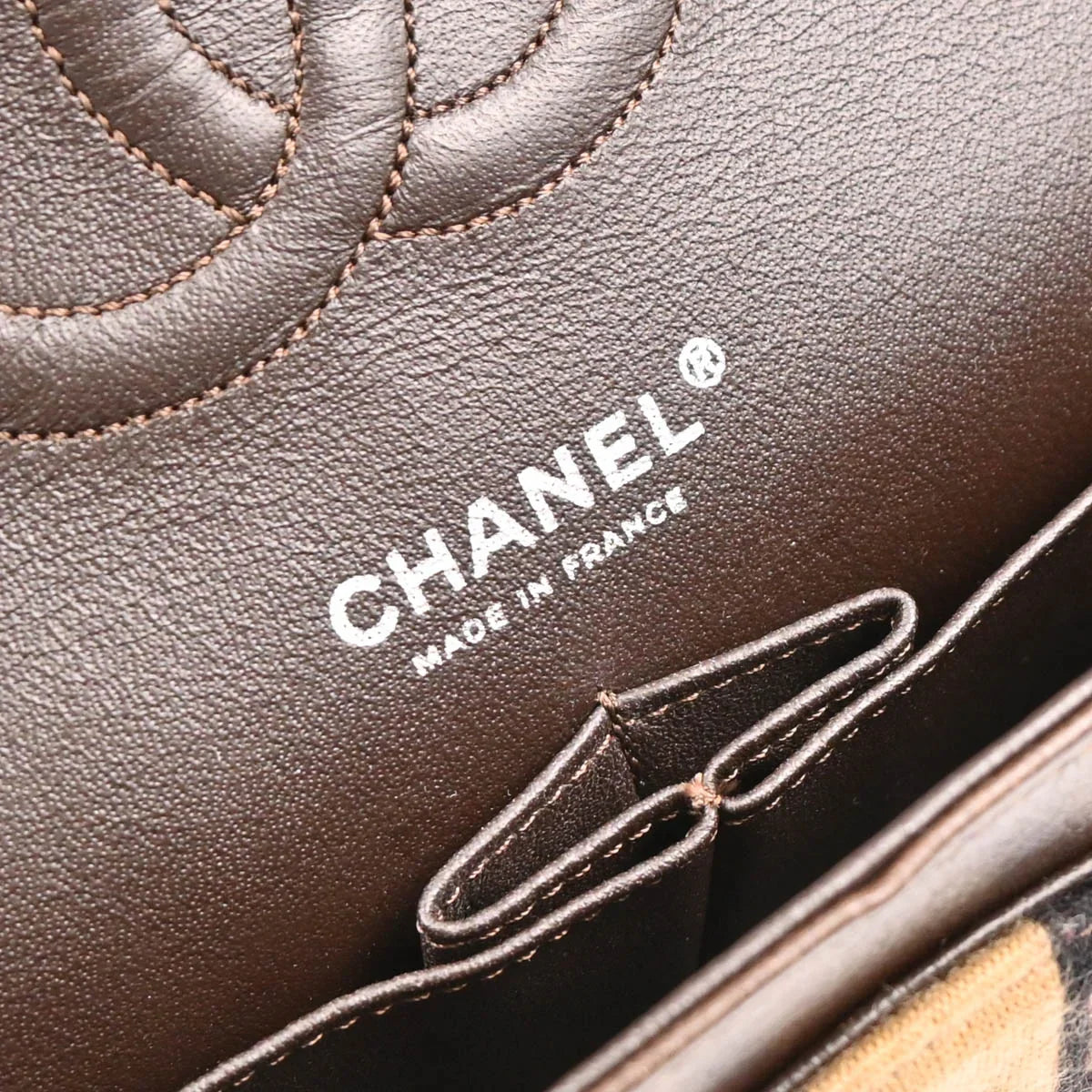 Chanel 2006-2008 Brown Wool Medium Classic Double Flap Shoulder Bag