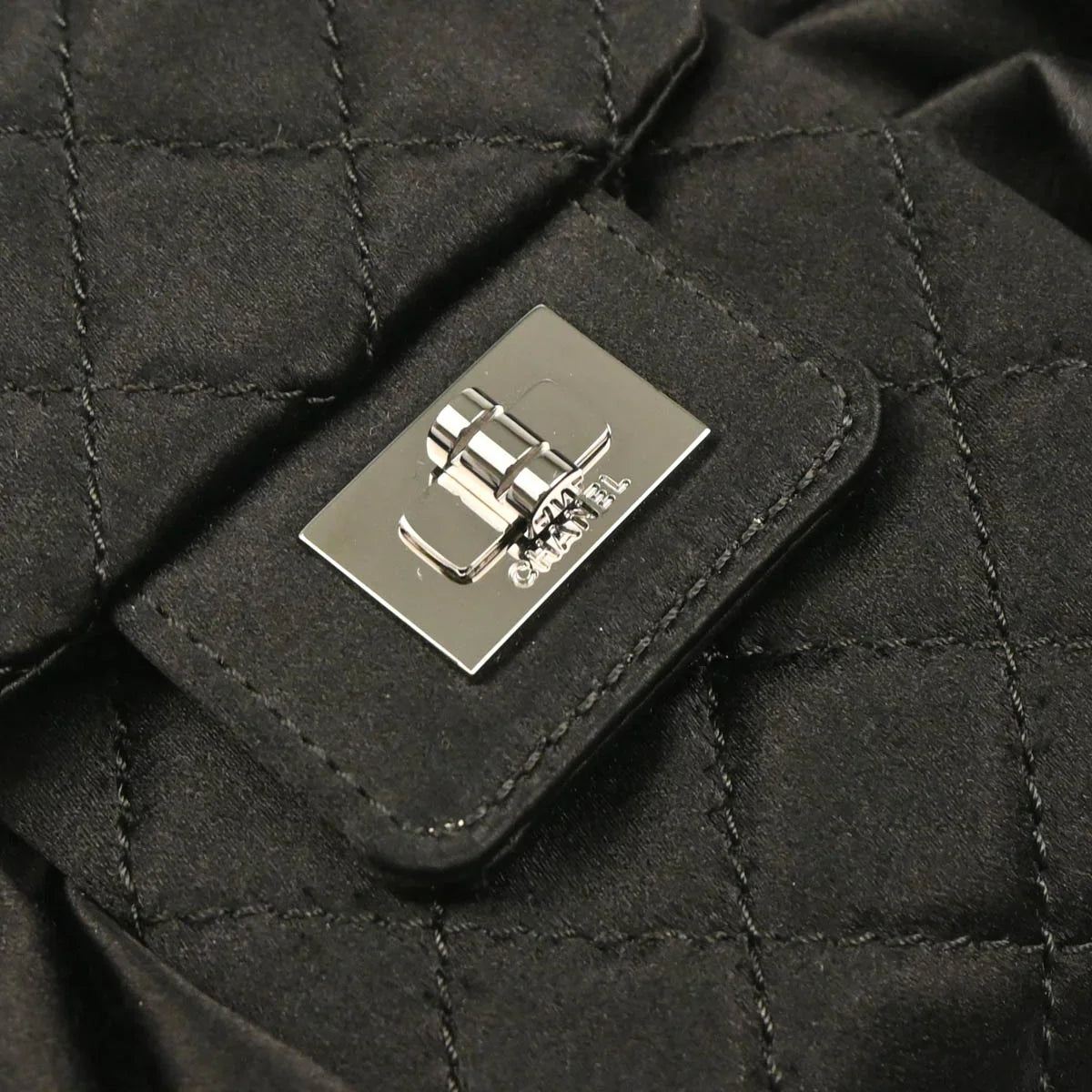 Chanel 2006-2008 Black Satin Bow Mademoiselle Lock Shoulder Bag