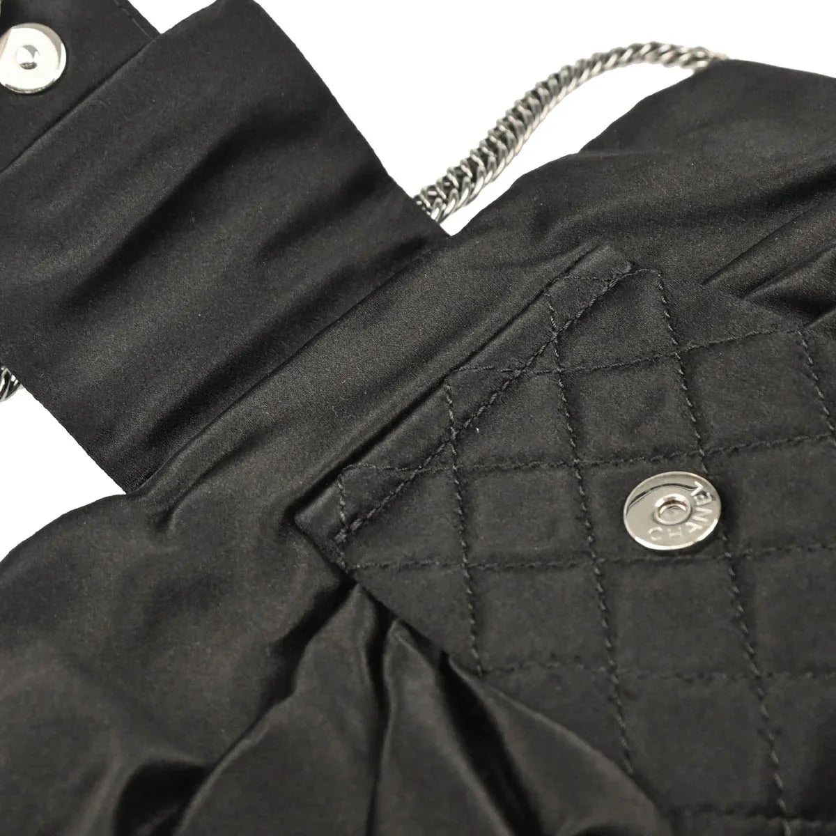 Chanel 2006-2008 Black Satin Bow Mademoiselle Lock Shoulder Bag