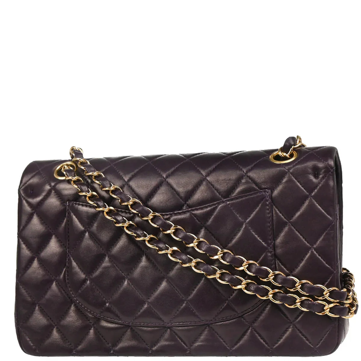 Chanel 2002-2003 Purple Lambskin Medium Classic Double Flap Shoulder Bag