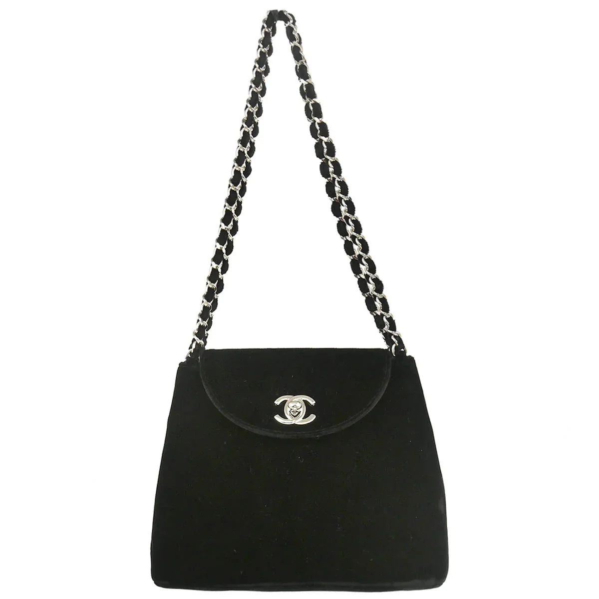 Chanel 1996-1997 Black Velvet Chain Handbag