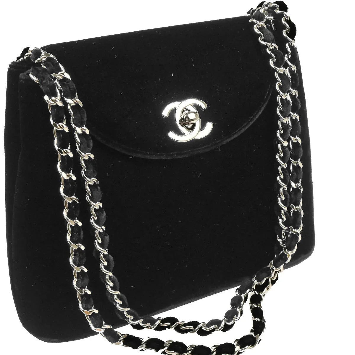 Chanel 1996-1997 Black Velvet Chain Handbag
